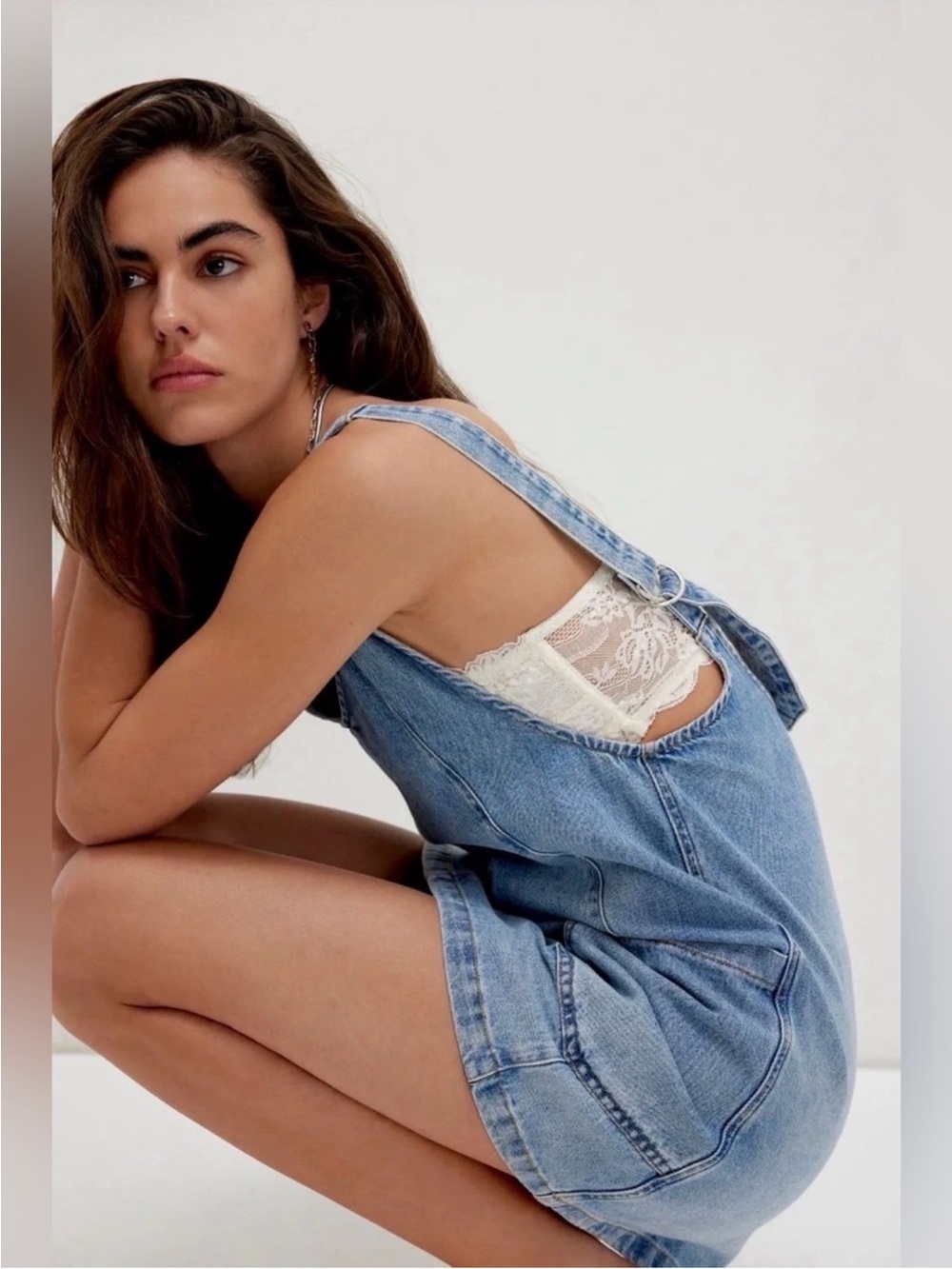 Free People High Roller Skirtall Dress Denim Follow Your Heart Blue L - Picture 4 of 6